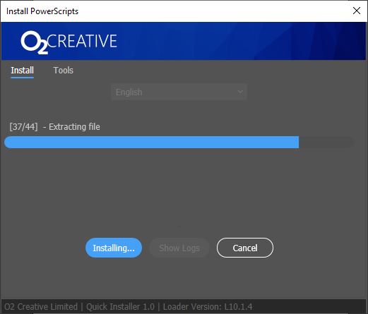The installer showing its progress