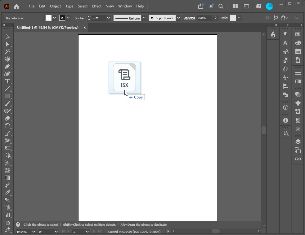 Dragging the installer file onto the Illustrator window